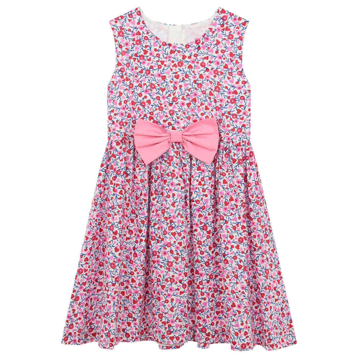 Isobel Heart Floral Print Girls Cotton Dress Pink | Holly Hastie London
