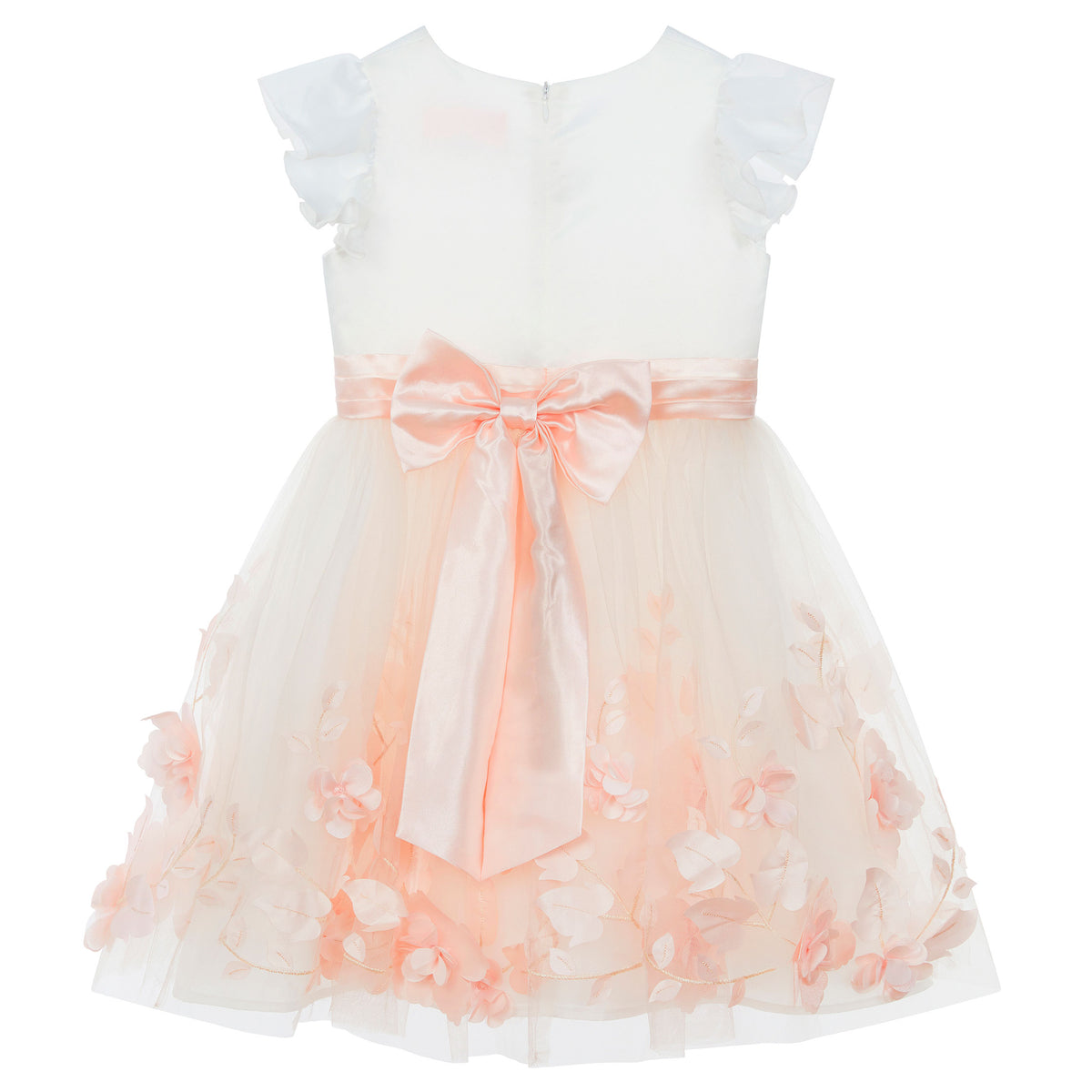 Rose Petal Embellished Girls Occasion Dress Pink & White | Holly Hastie London