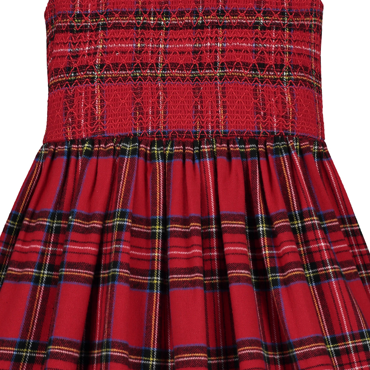 Bonnie Plaid Cotton Smocked Girls Party Dress Red | Holly Hastie London