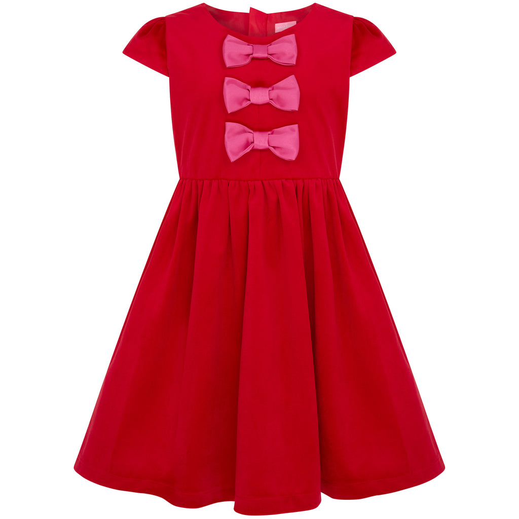Holly Hastie Luxury Childrenswear Joy Velvet & Satin Bows Girls Party Dress  Red & Pink – Holly Hastie