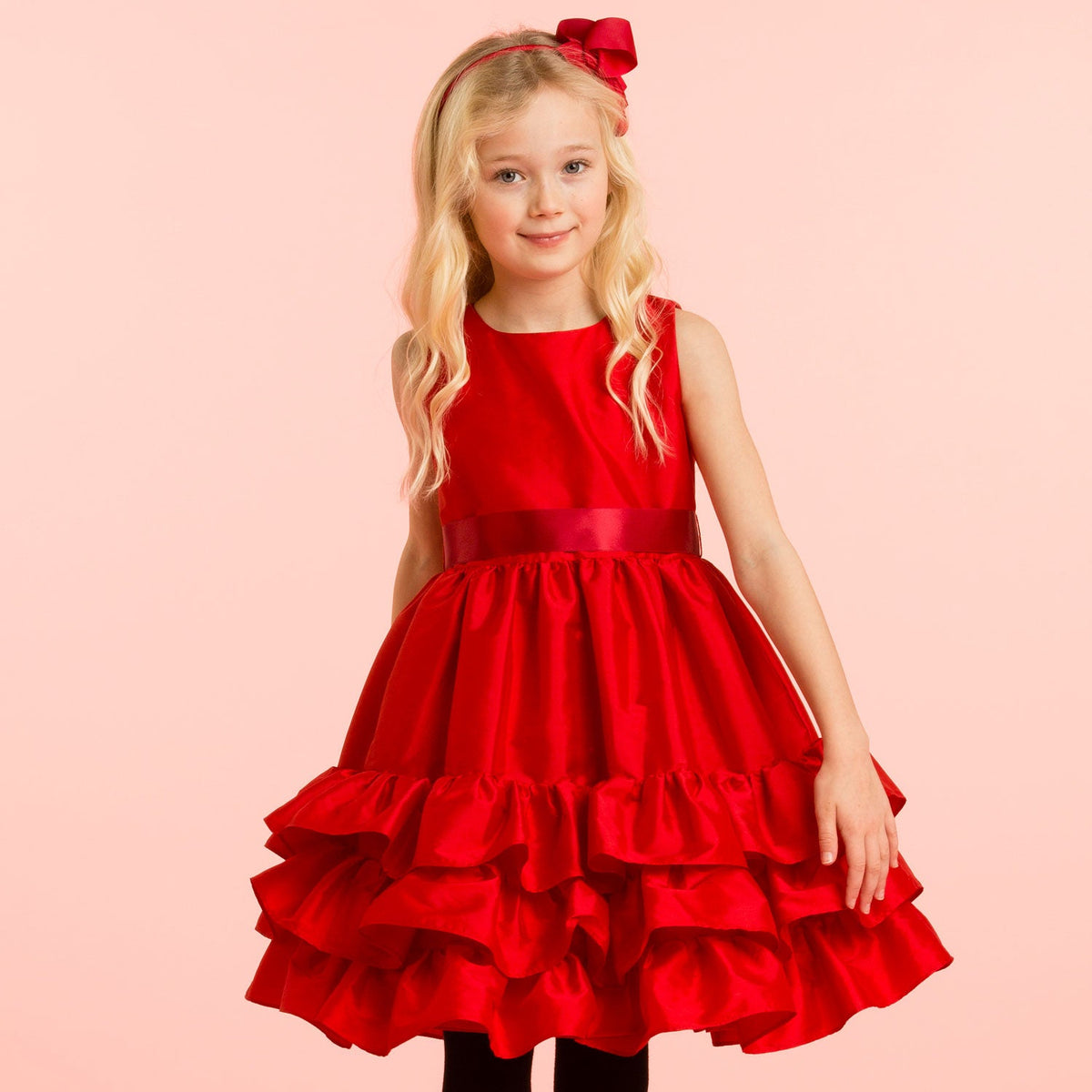 Girls Party Dress Arabella Frill Velvet Red | Holly Hastie London
