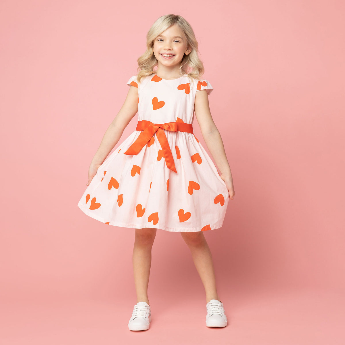 Love Heart Girls Party Dress, Pink & Red | Holly Hastie London