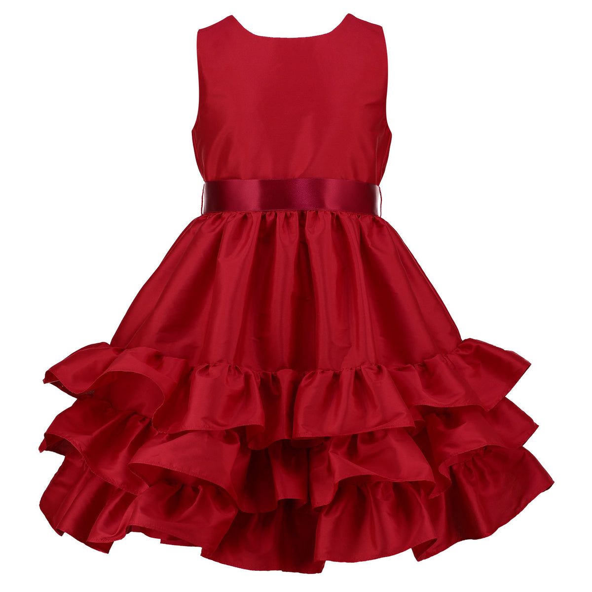 Girls Party Dress Arabella Frill Velvet Red | Holly Hastie London