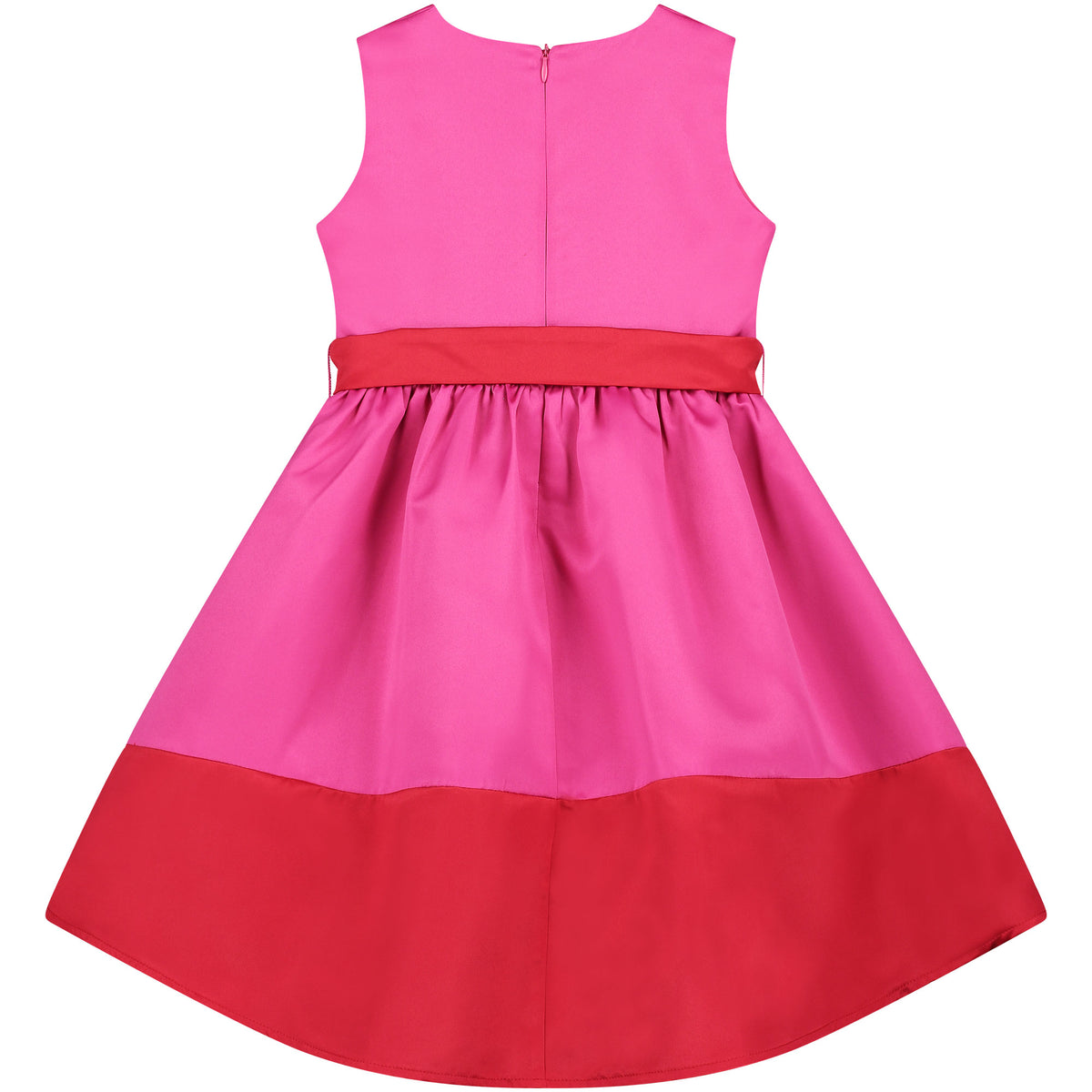 Girls Party Dress Florence Bow Satin Pink & Red | Holly Hastie London