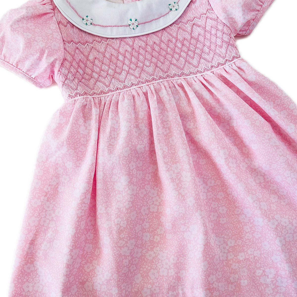 Charlotte Hand Smocked Embroidered Girls Dress Pink | Holly Hastie London