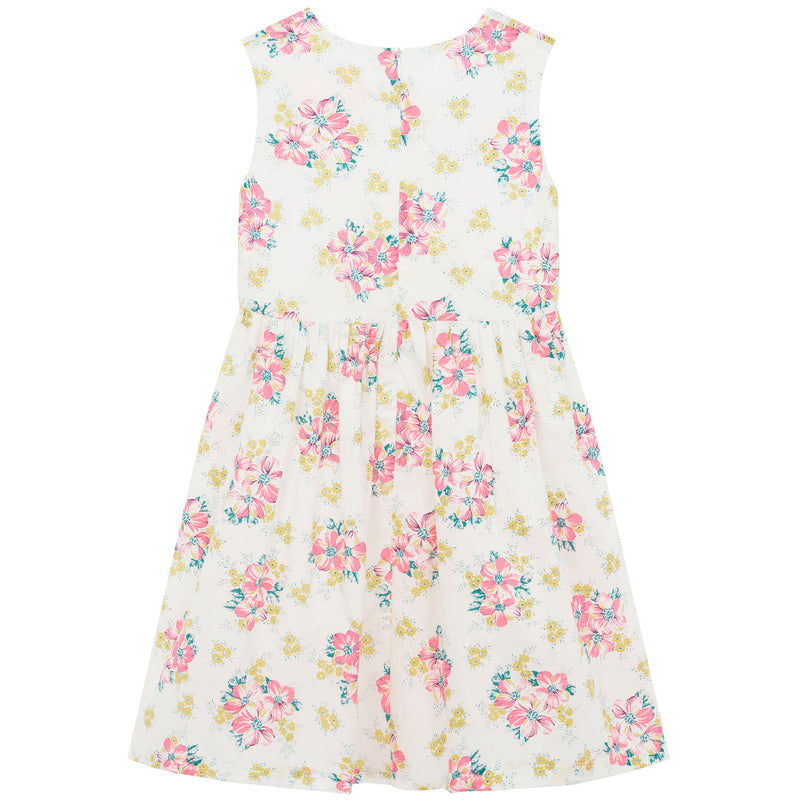 Cornelia Floral Print Girls Cotton Dress White & Pink | Holly Hastie London