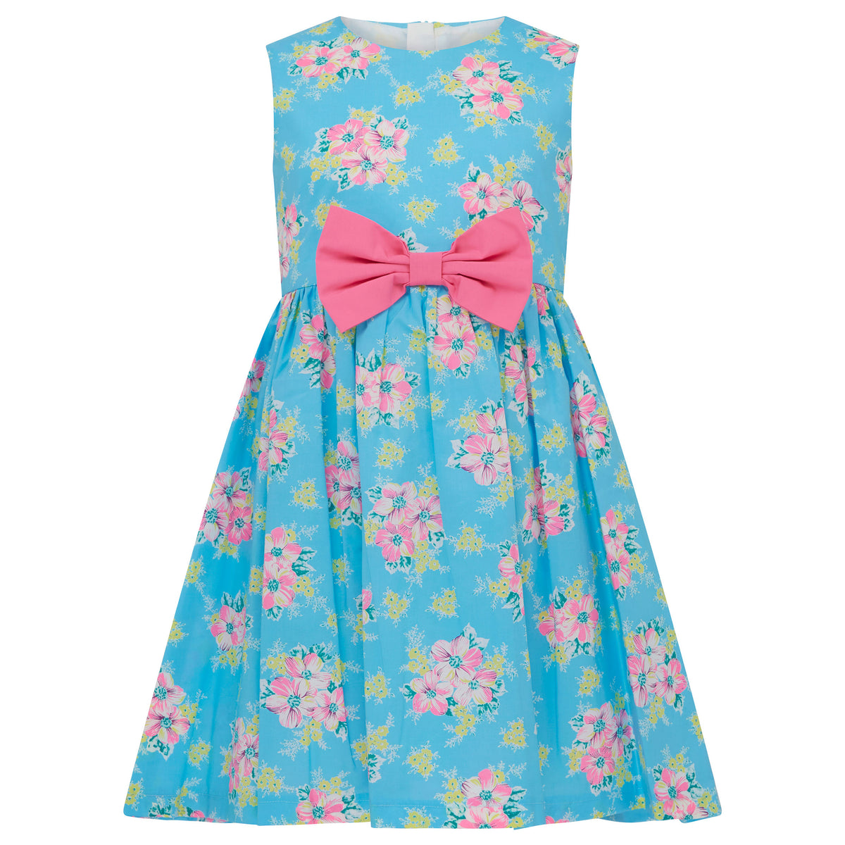 Taylor Floral Print Girls Cotton Dress Blue & Pink | Holly Hastie London