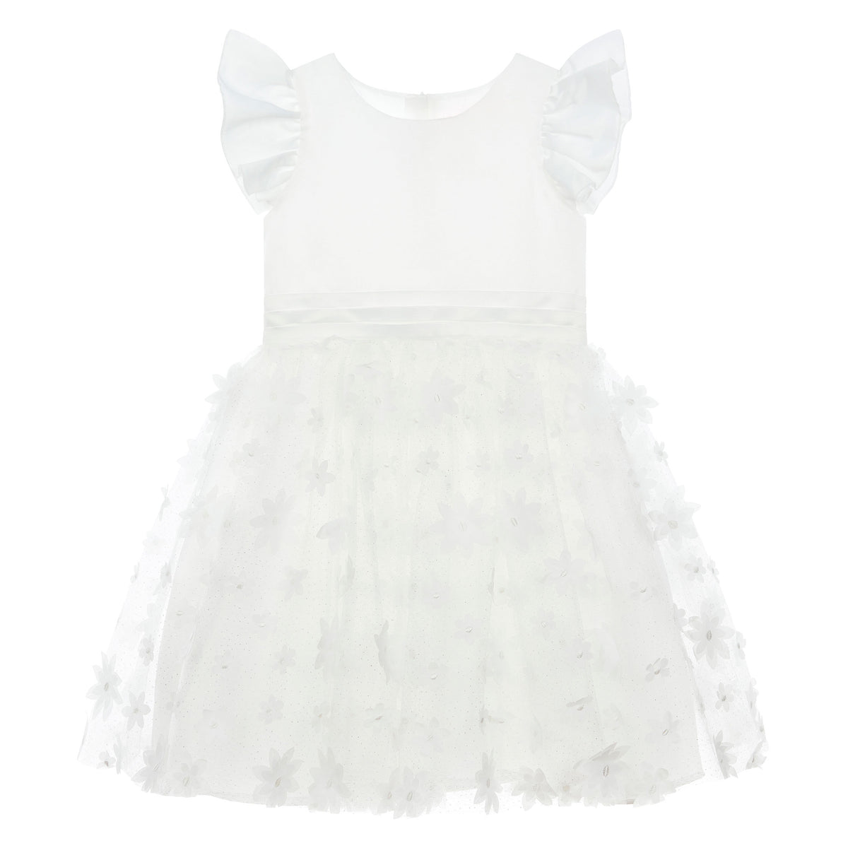Estella Floral Embellished Girls Occasion Dress White | Holly Hastie London