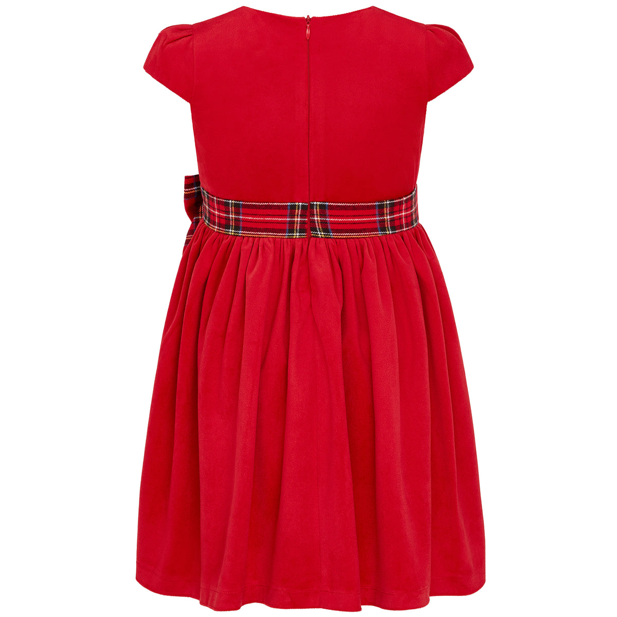 Girls Party Dress Ailsa Velvet Plaid Bow Red | Holly Hastie London