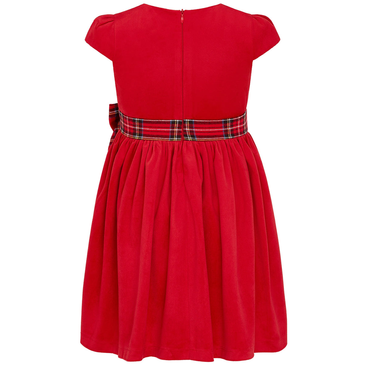 Girls Party Dress Ailsa Velvet Plaid Bow Red | Holly Hastie London