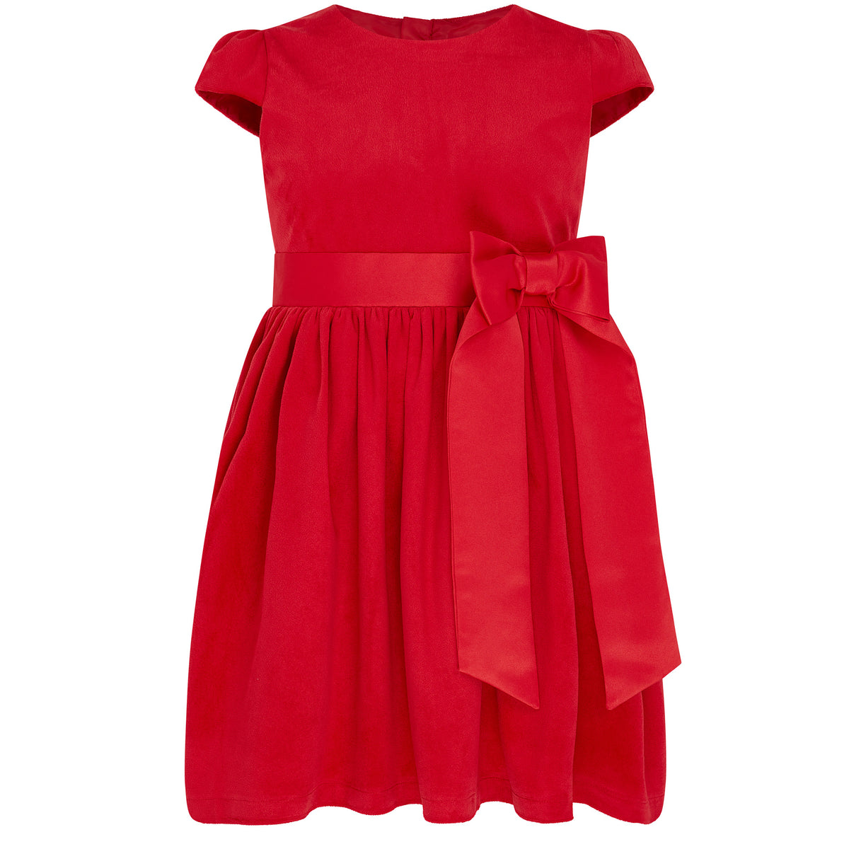 Girls Party Dress Billy Velvet & Satin Bow Red | Holly Hastie London