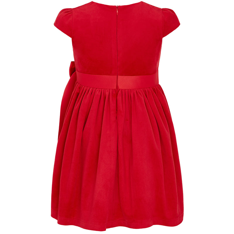 Girls Party Dress Billy Velvet & Satin Bow Red | Holly Hastie London