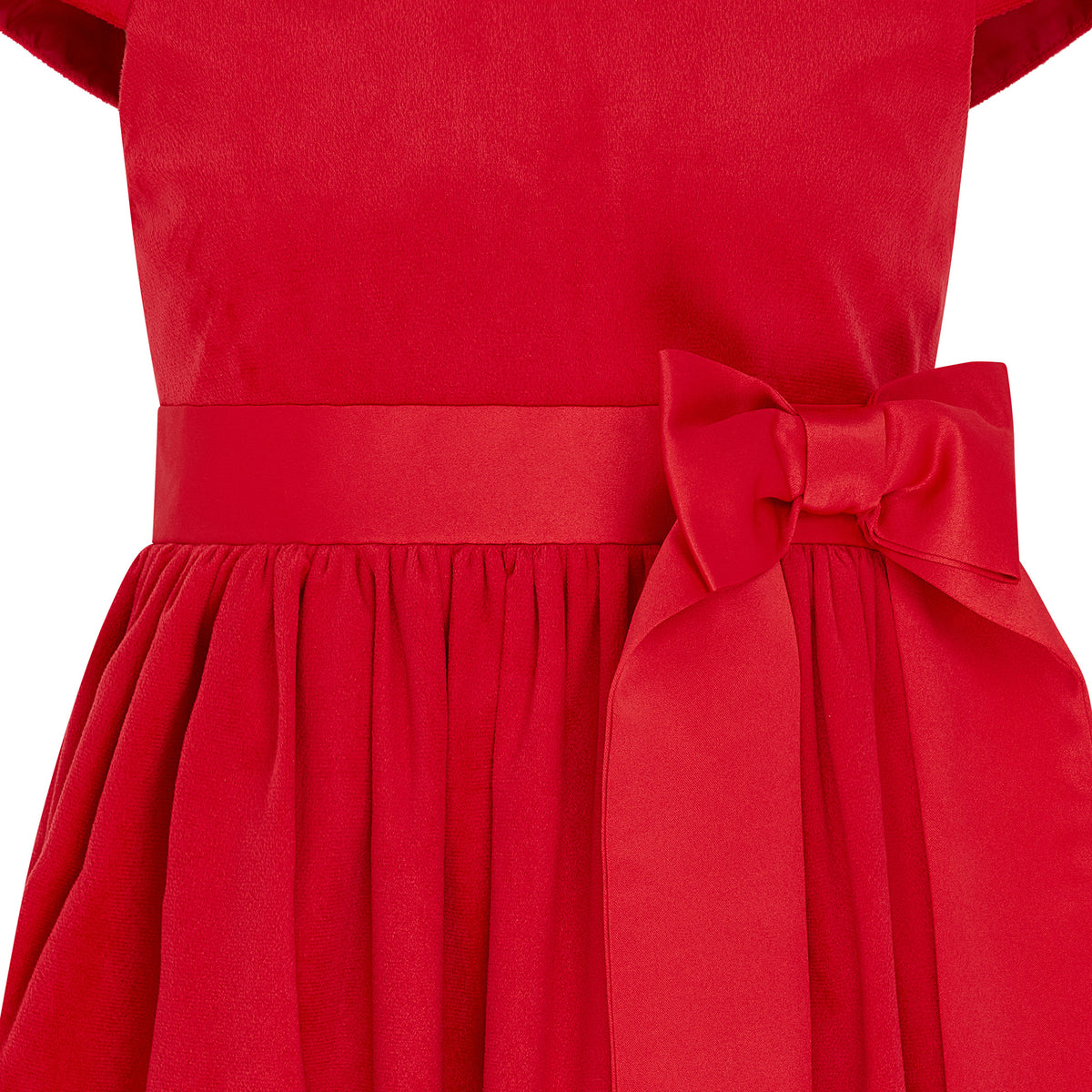 Girls Party Dress Billy Velvet & Satin Bow Red | Holly Hastie London