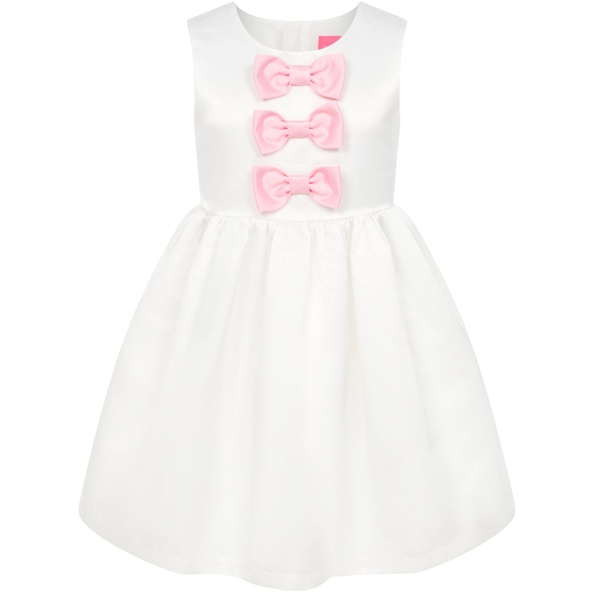Girls Party Dress Joy Satin Bows White & Pink | Holly Hastie London
