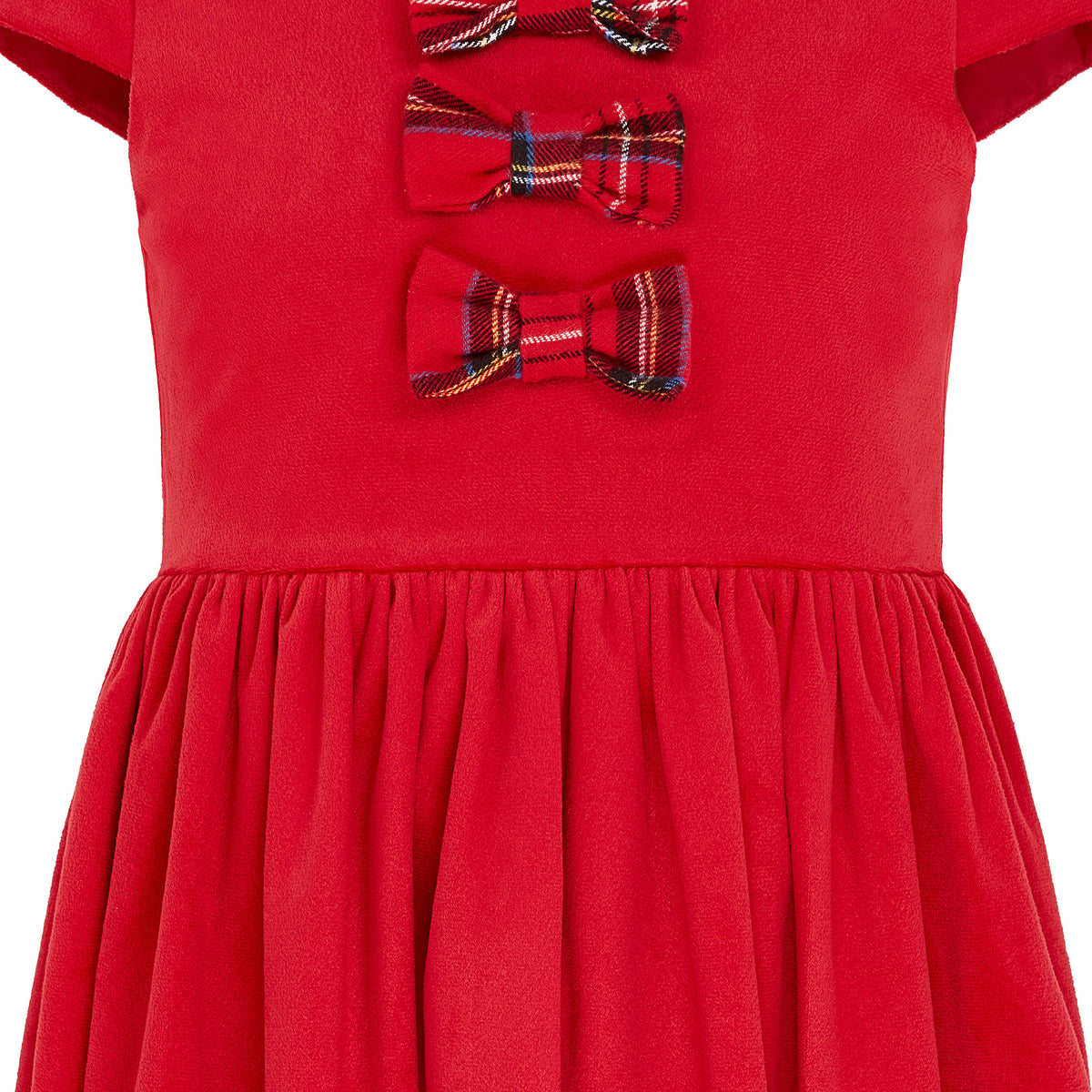 Girls Party Dress Joy Velvet Plaid Bows Red | Holly Hastie London