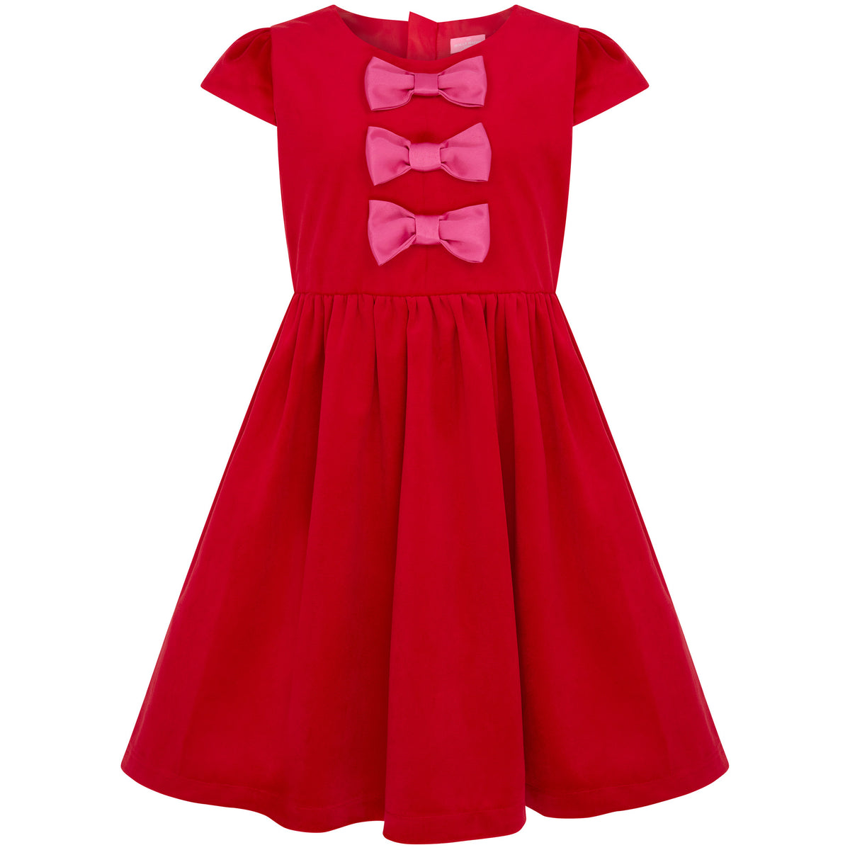 white christmas dresses Holly Hastie Luxury Childrenswear Joy Velvet & Satin Bows Girls Party Dress Red & Pink – Holly Hastie