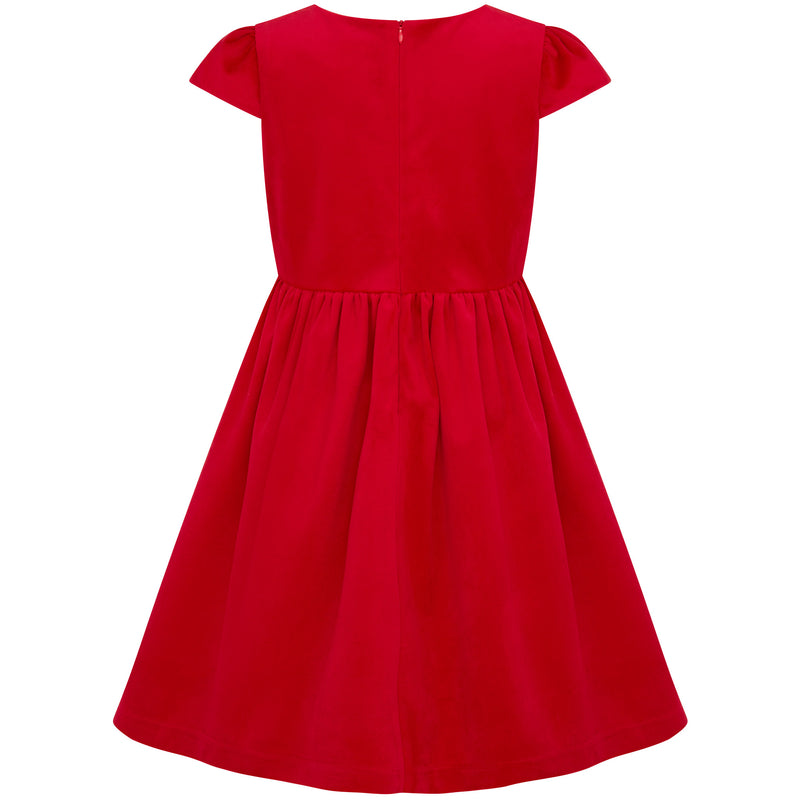 Joy Velvet & Satin Bows Girls Party Dress Red & Pink | Holly Hastie London