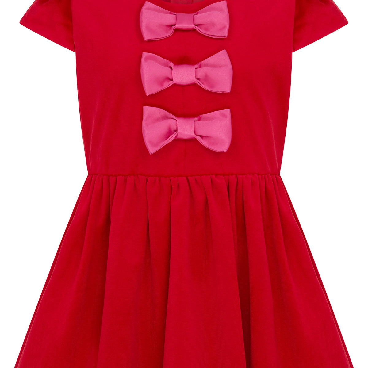 Joy Velvet & Satin Bows Girls Party Dress Red & Pink | Holly Hastie London