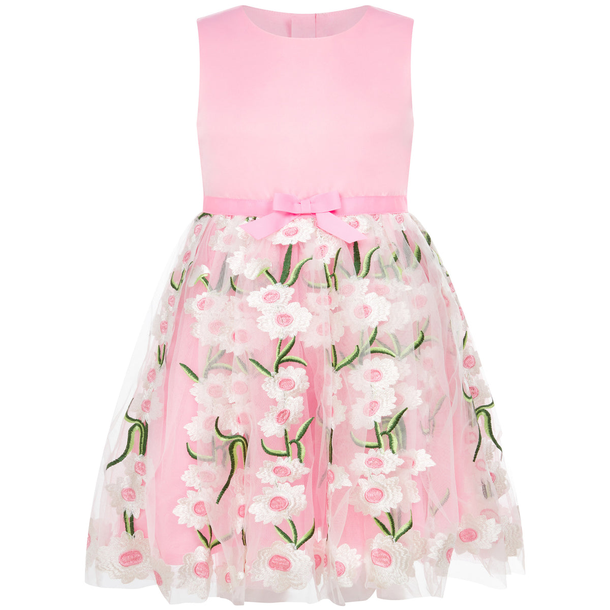 Girls Party Dress Margarita Embroidered Tulle & Satin Pink | Holly Hastie London