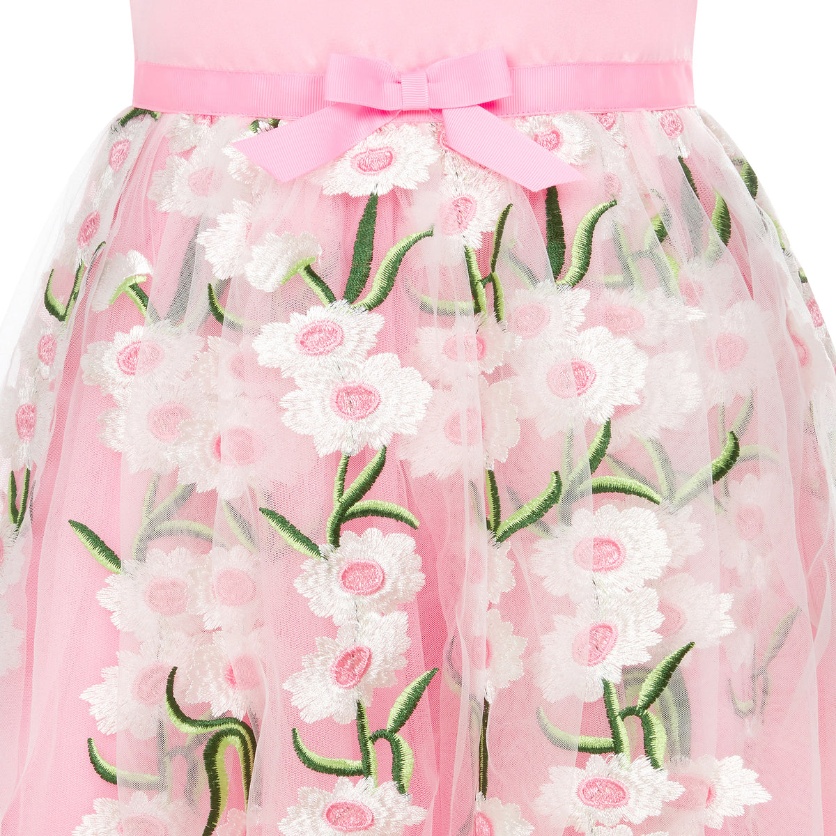 Girls Party Dress Margarita Embroidered Tulle & Satin Pink | Holly Hastie London