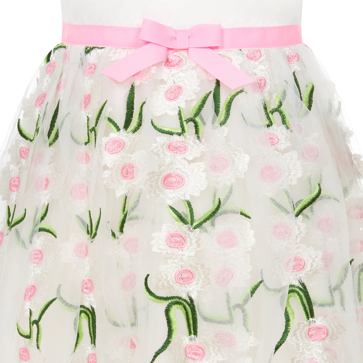 Girls Party Dress Margarita Embroidered Tulle & Satin White | Holly Hastie London