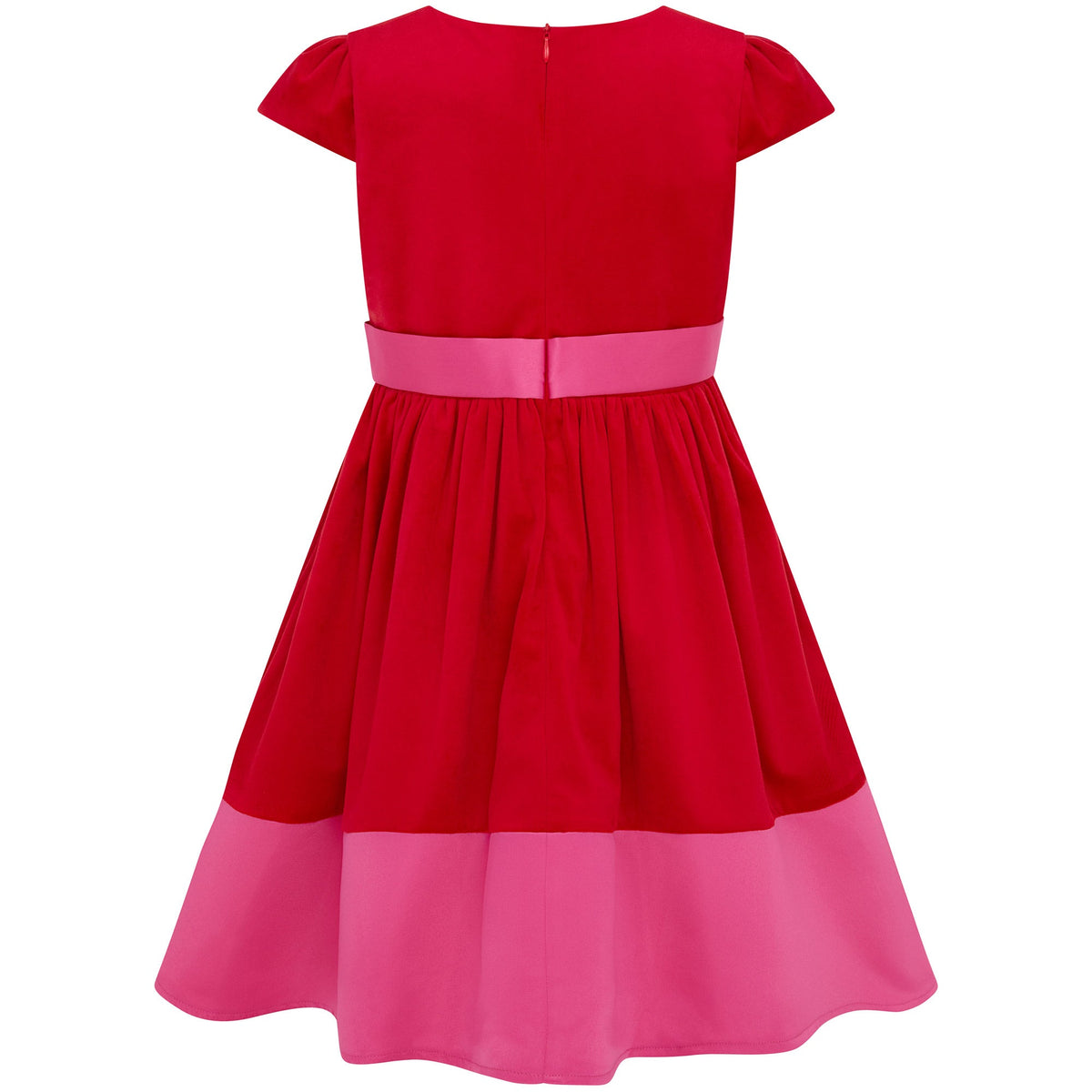 Paris Bow Satin Girls Party Dress Red & Pink | Holly Hastie London
