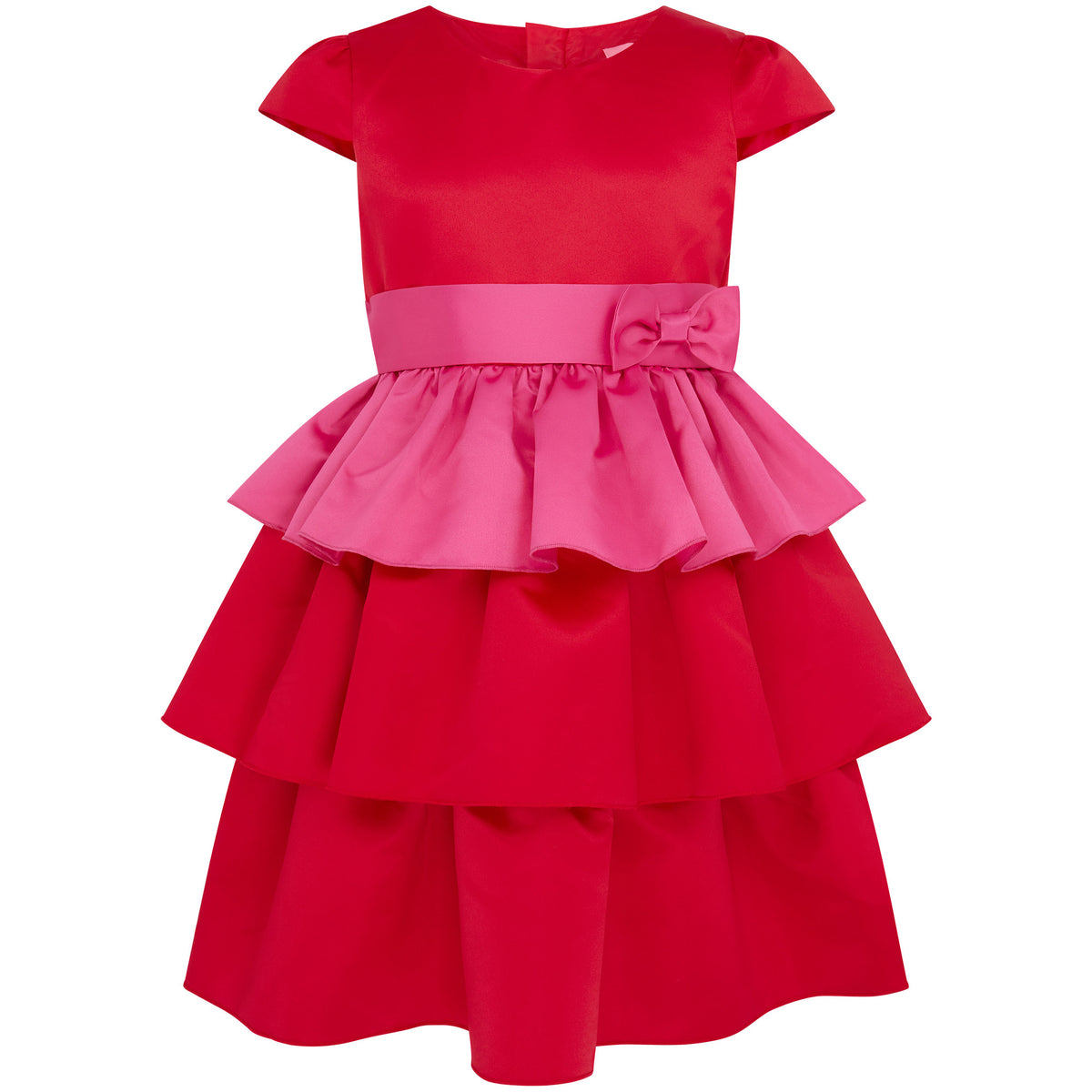 Ruby Frill Velvet & Satin Girls Party Dress Red & Pink | Holly Hastie London