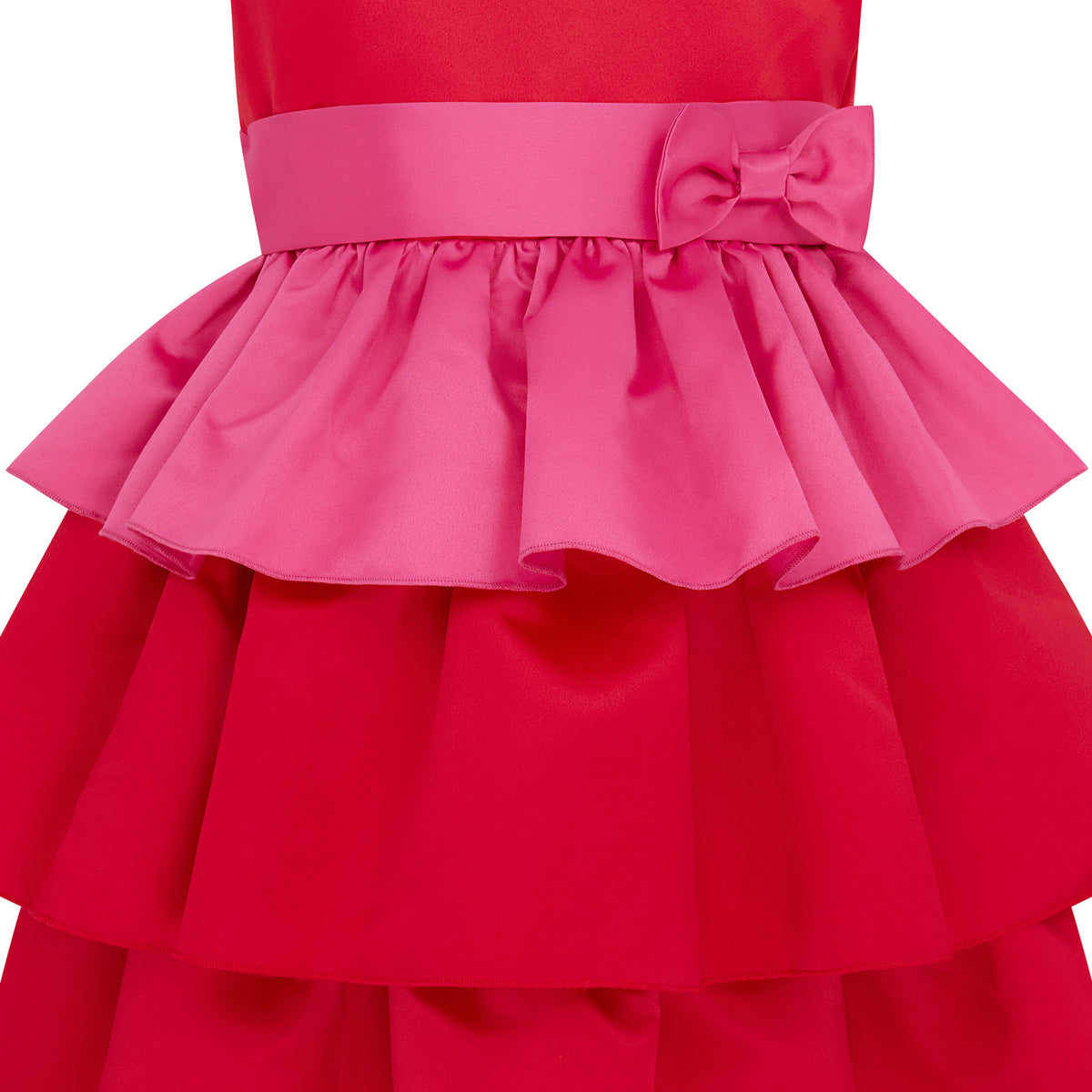 Ruby Frill Velvet & Satin Girls Party Dress Red & Pink | Holly Hastie London
