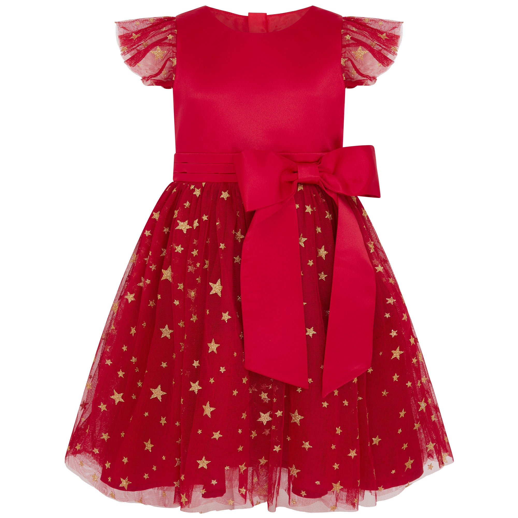 Holly Hastie Luxury Childrenswear Stella Satin & Gold Star Girls Party Dress Red Holly Hastie | Girls Fashion Holly Hastie Luxury Childrenswear Stella Satin & Gold Star Girls Party Dress Red Holly Hastie | Girls Fashion