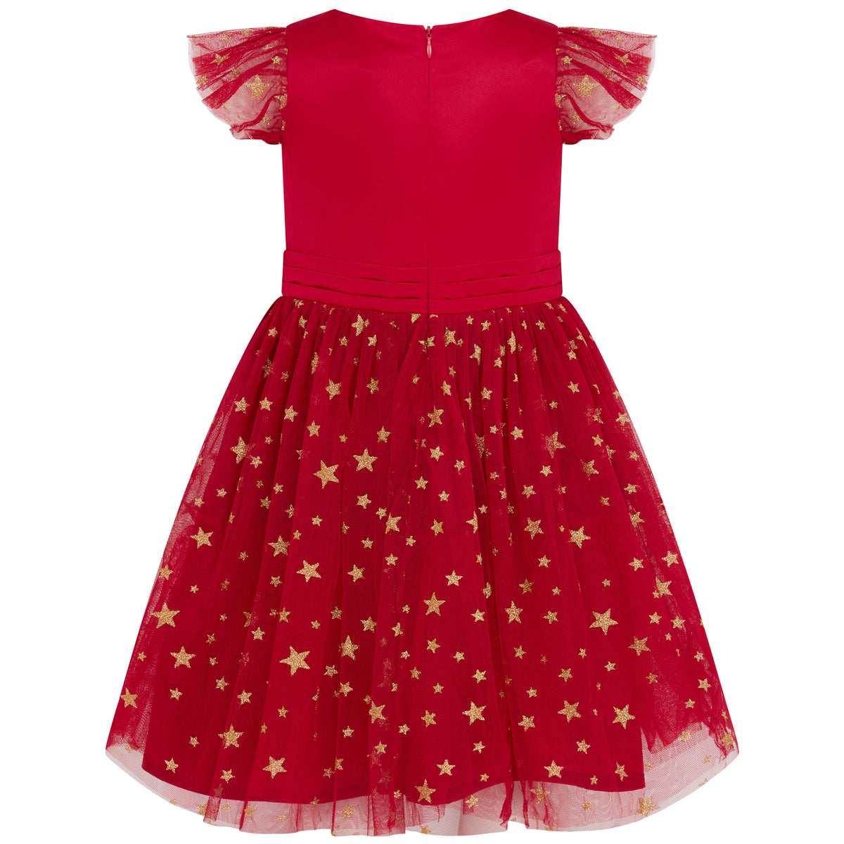 Stella Satin & Gold Star Girls Party Dress Red | Holly Hastie London