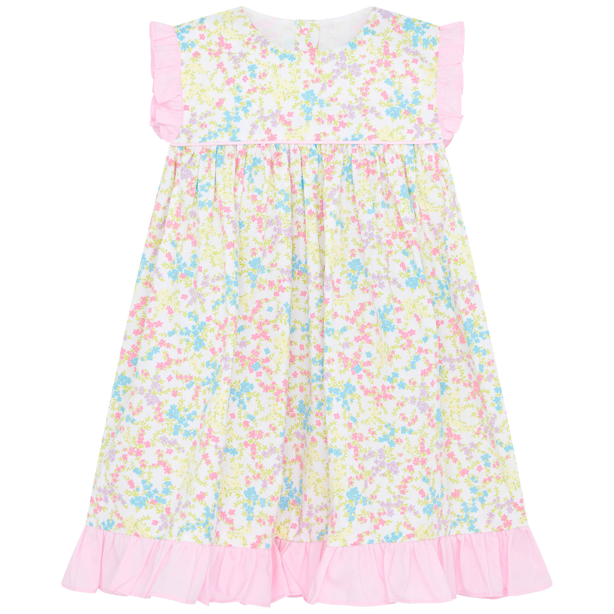 Little Princess Beatrice Tiny Floral Cotton Girls Dress Pink White | Holly Hastie London