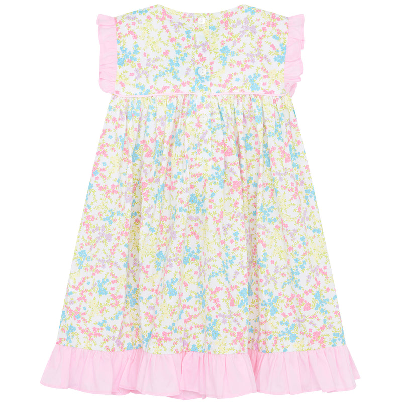 Little Princess Beatrice Tiny Floral Cotton Girls Dress Pink White | Holly Hastie London