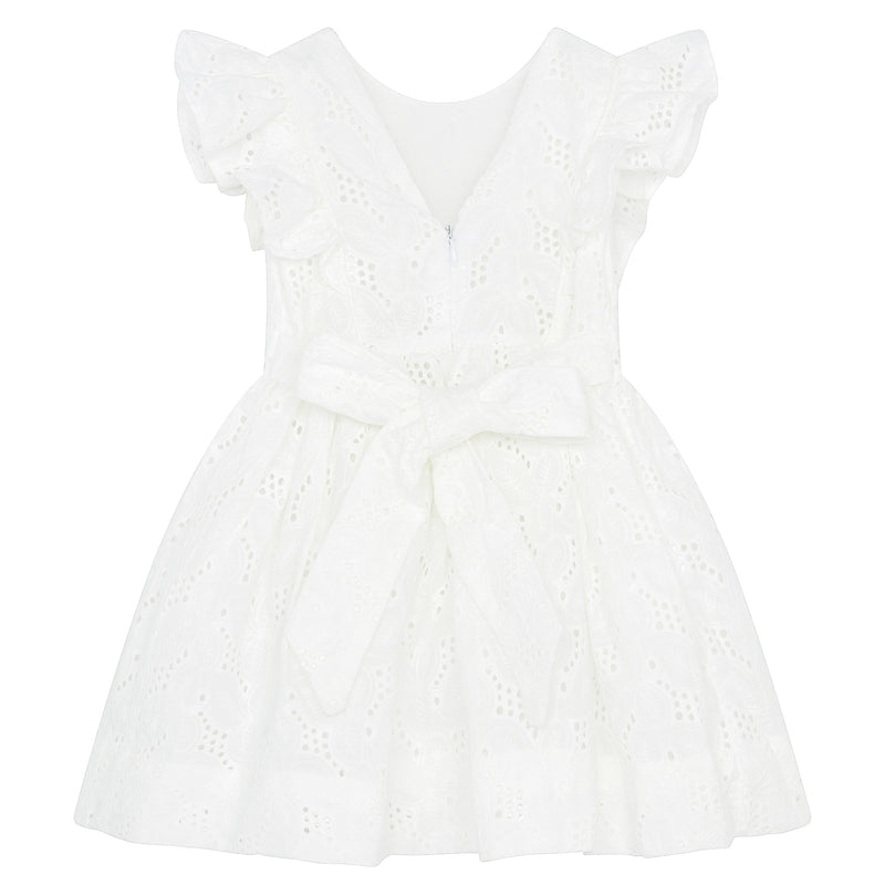 Little Princess Catherine Embroidered Cotton Girls Dress White | Holly Hastie London