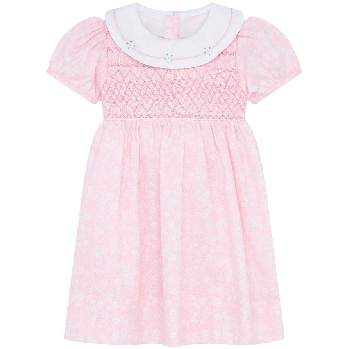 Charlotte Hand Smocked Embroidered Baby Dress Pink | Holly Hastie London
