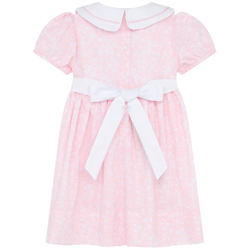 Charlotte Hand Smocked Embroidered Baby Dress Pink | Holly Hastie London