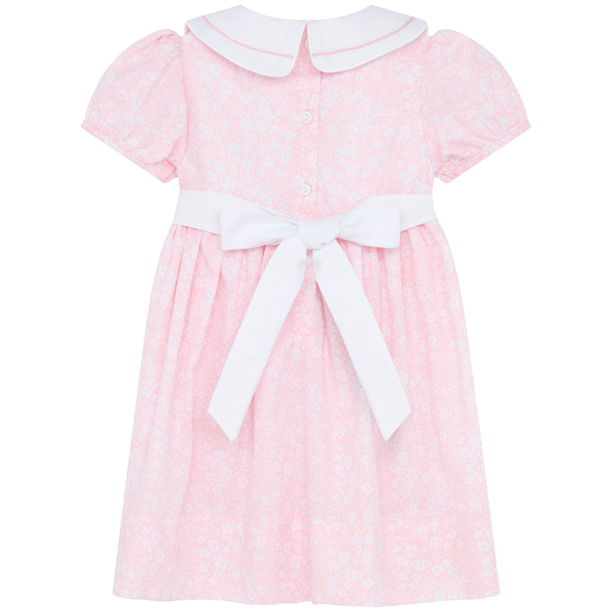 Charlotte Hand Smocked Embroidered Girls Dress Pink | Holly Hastie London