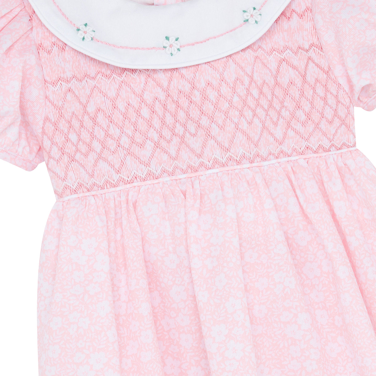 Charlotte Hand Smocked Embroidered Girls Dress Pink | Holly Hastie London