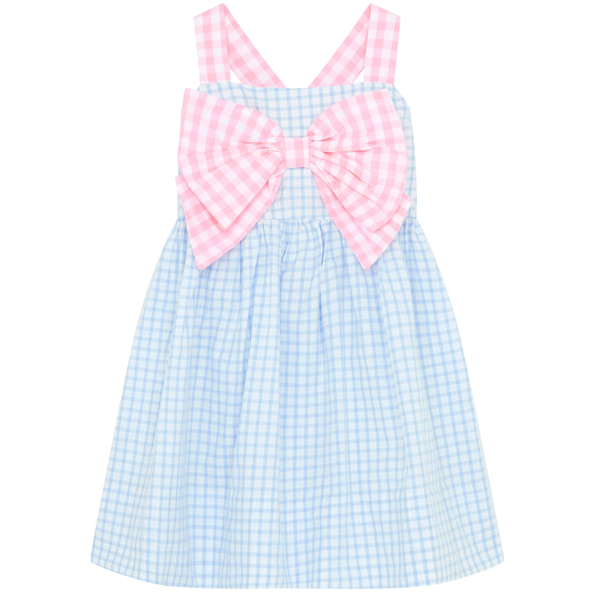 Little Princess Helena Gingham Bow Cotton Baby Dress Pink Blue | Holly Hastie London