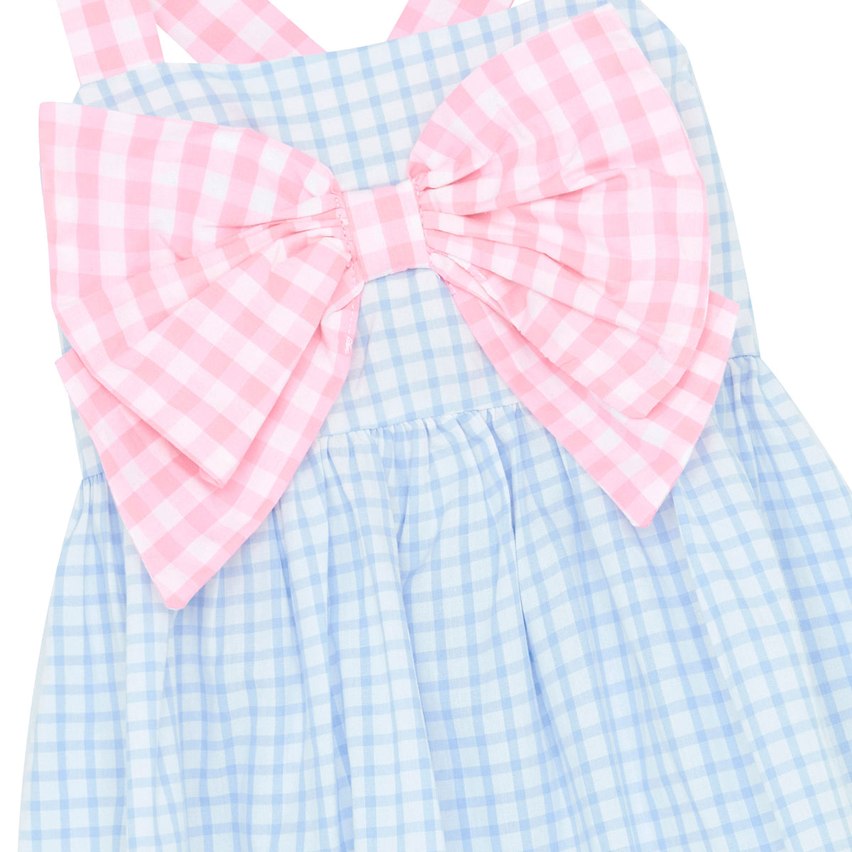 Little Princess Helena Gingham Bow Cotton Girls Dress Pink Blue | Holly Hastie London