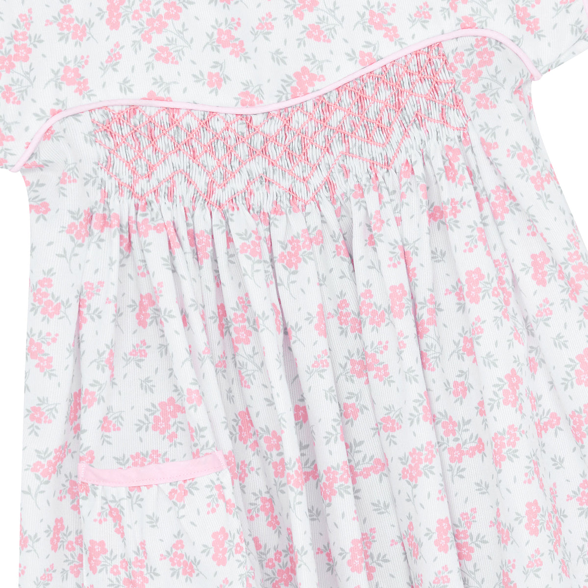 Lilibet Hand Smocked Embroidered Baby Dress Pink | Holly Hastie London