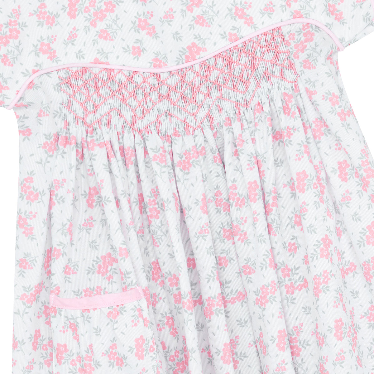 Lilibet Hand Smocked Embroidered Girls Dress Pink | Holly Hastie London