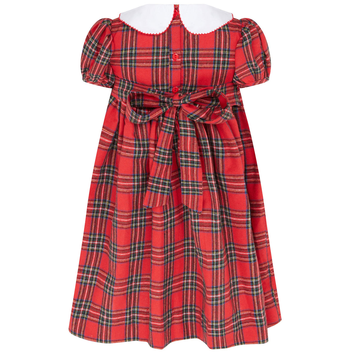 Lottie Hand Smocked Plaid Dress, Red | Holly Hastie London