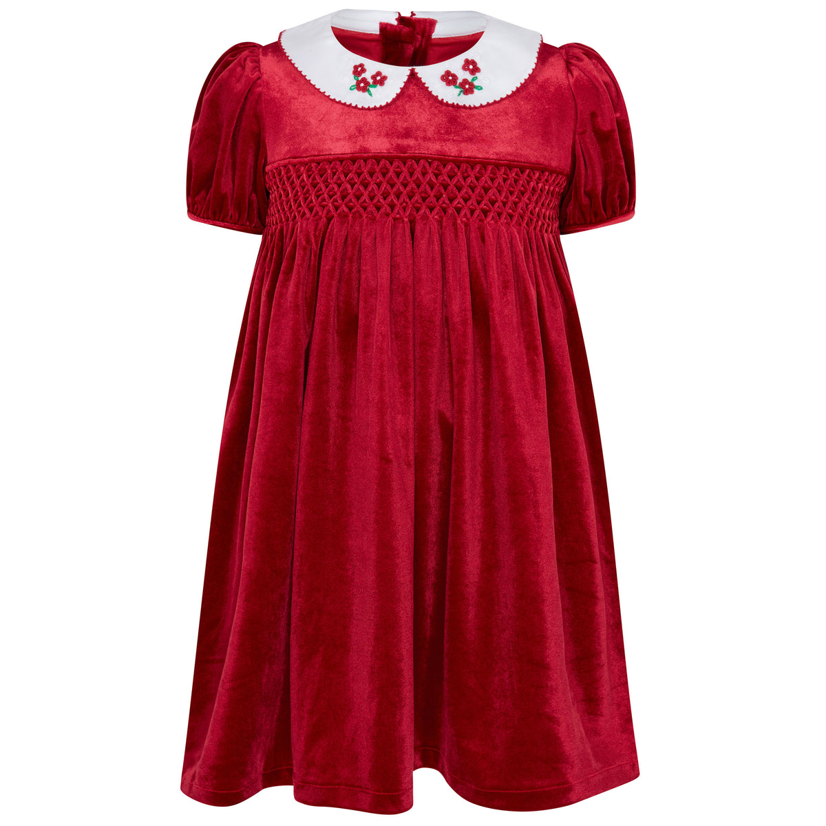 Holly Hastie Luxury Childrenswear Princess Cherry Hand Smocked Velvet Girls Dress Red Holly Hastie | Girls Fashion Holly Hastie Luxury Childrenswear Princess Cherry Hand Smocked Velvet Girls Dress Red Holly Hastie | Girls Fashion