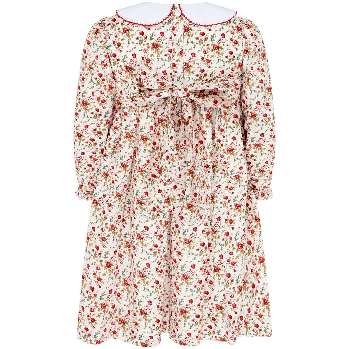 Flora Hand Smocked Floral  Dress, Red | Holly Hastie London