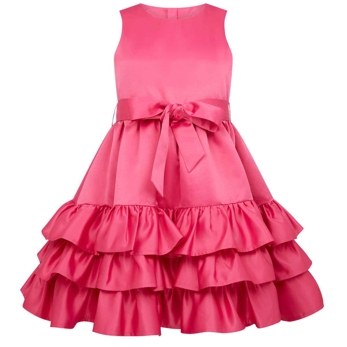 Arabella Frill Satin Girls Party Dress Pink | Holly Hastie London