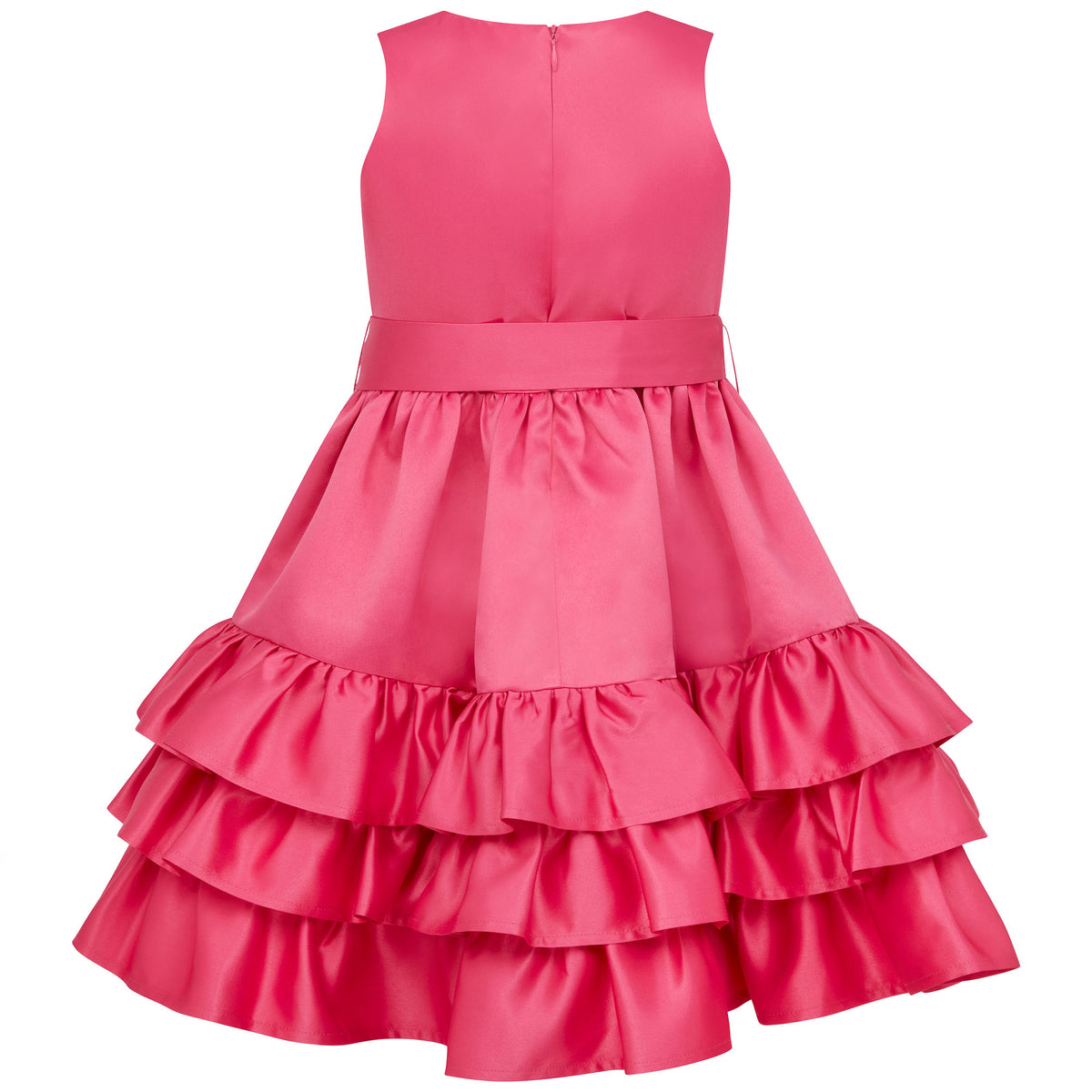 Arabella Frill Satin Girls Party Dress Pink | Holly Hastie London