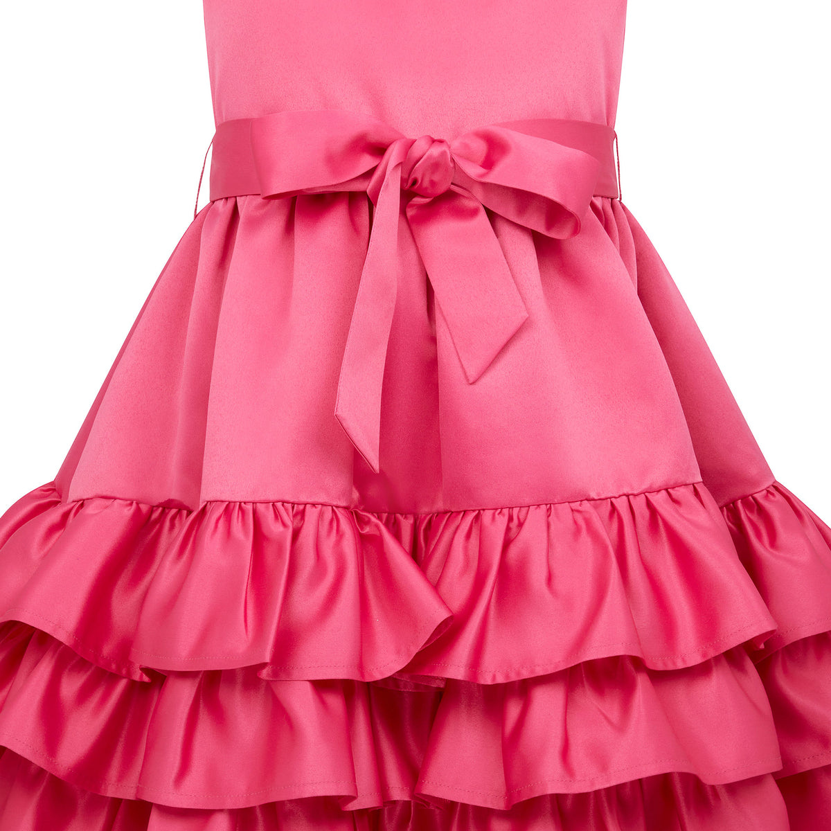 Arabella Frill Satin Girls Party Dress Pink | Holly Hastie London