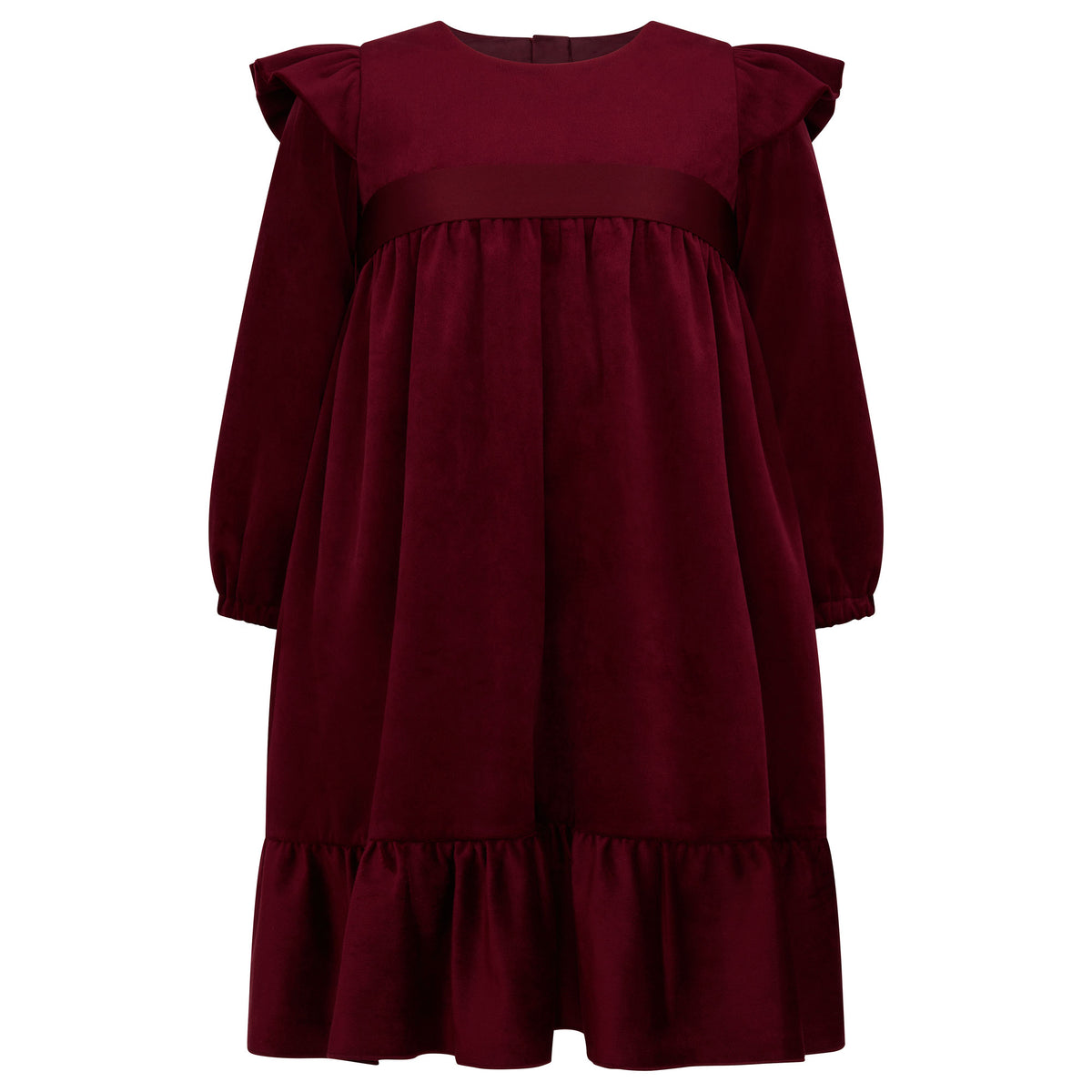 Chloe Velvet & Satin Bow Girls Party Dress Plum | Holly Hastie London