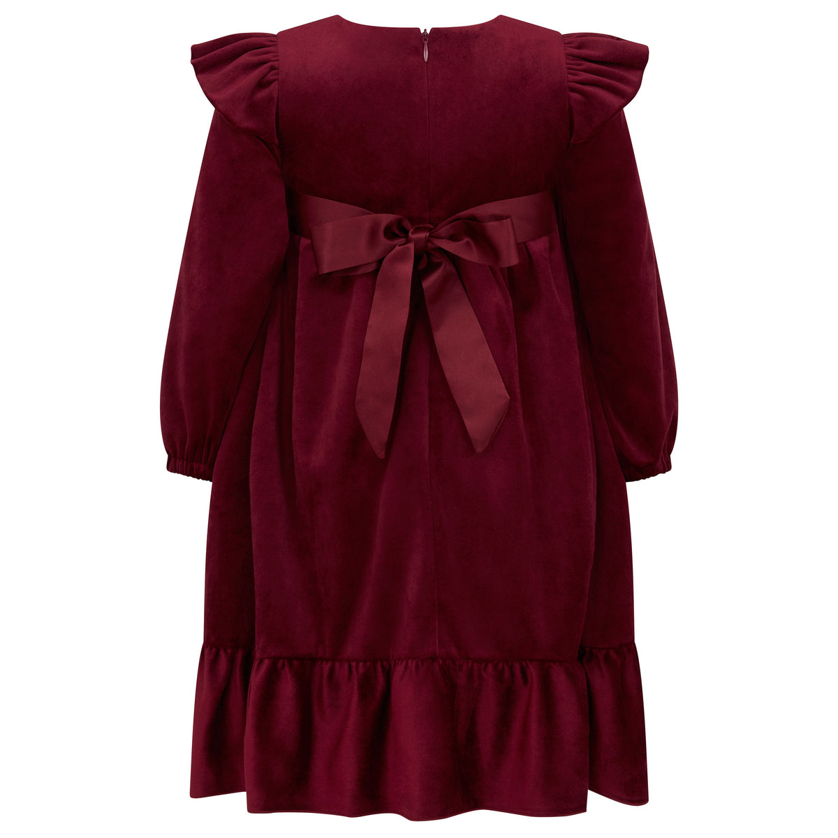 Chloe Velvet & Satin Bow Girls Party Dress Plum | Holly Hastie London