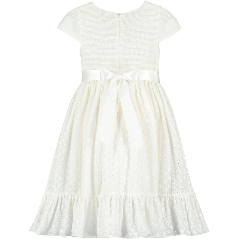 Smocked & Embroidered Cotton Spot Baby Occasion Dress White | Holly Hastie London